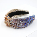 Mixed shape ombre sequins hairband knotted headband with mixed shape crystals women headband